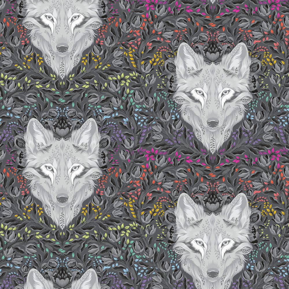 Wolf of Pink Street - Carbon - 60" Minky Backing