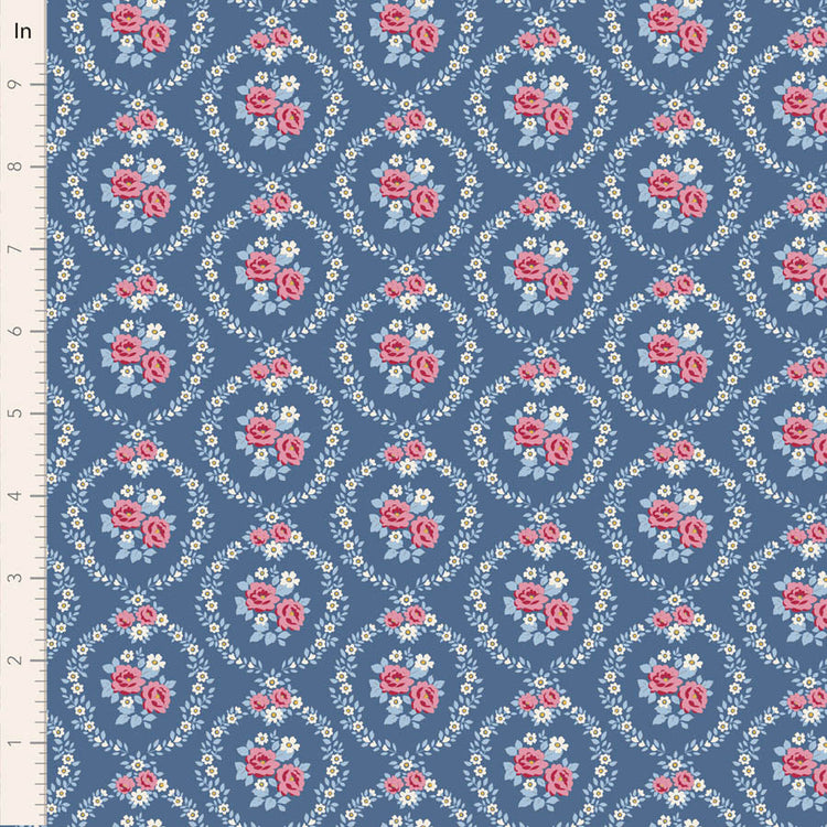 Tilda Village Life Mable in Blue fabric, TIL100697