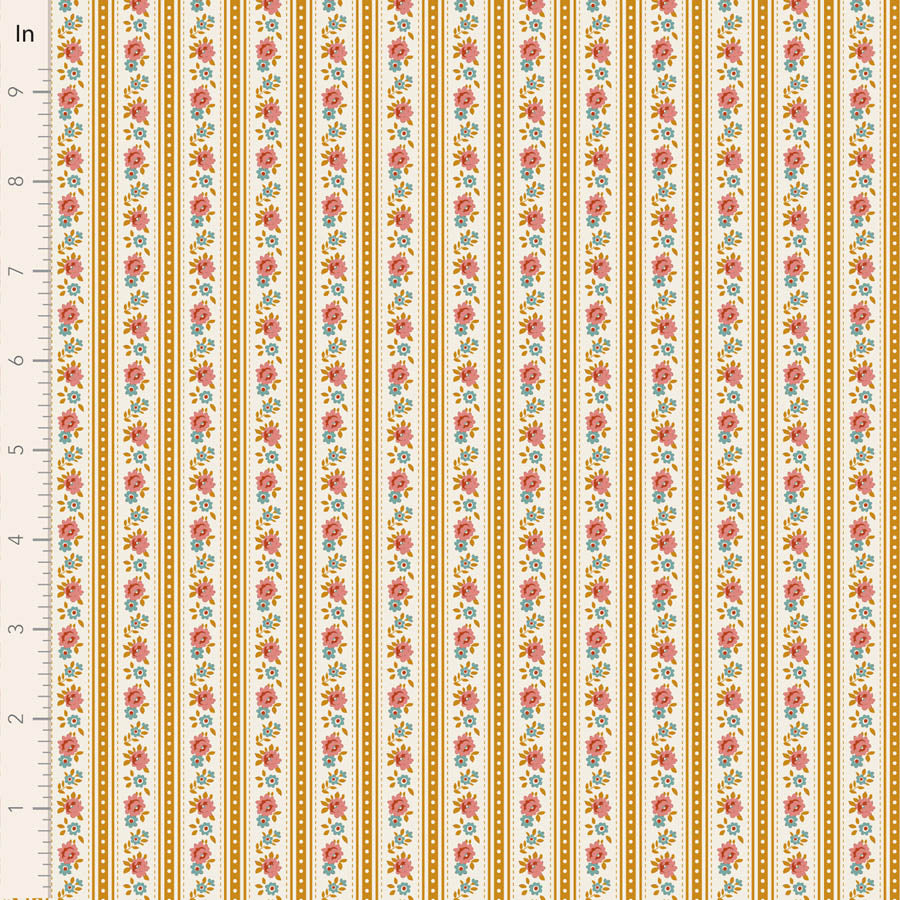 Tilda Village Life Agnes in Ochre fabric, TIL100683