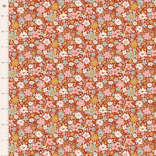 Tilda Village Life Esther in Rust fabric, TIL100685