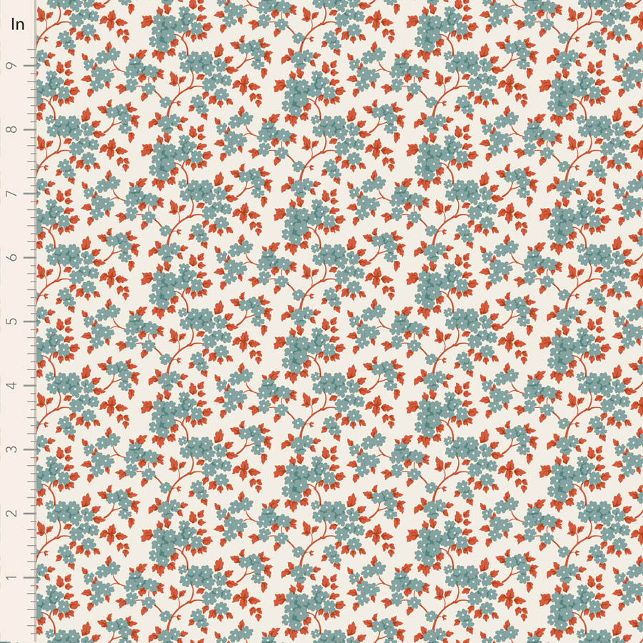 Tilda Village Life Ruth in Teal fabric, TIL100686