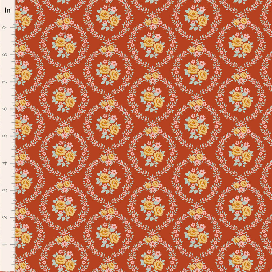 Tilda Village Life Mable in Rust fabric, TIL100687