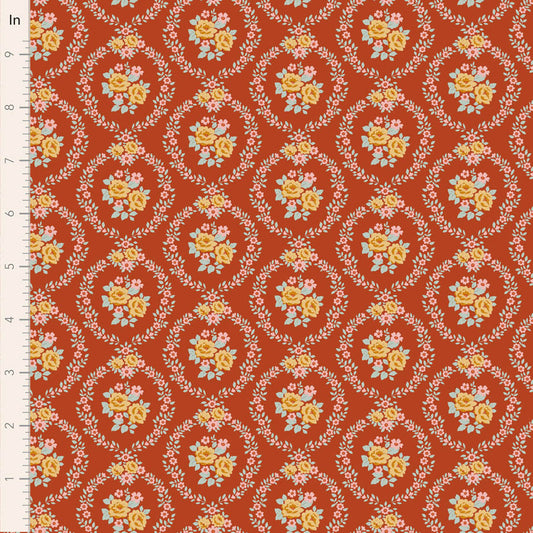 Tilda Village Life Mable in Rust fabric, TIL100687