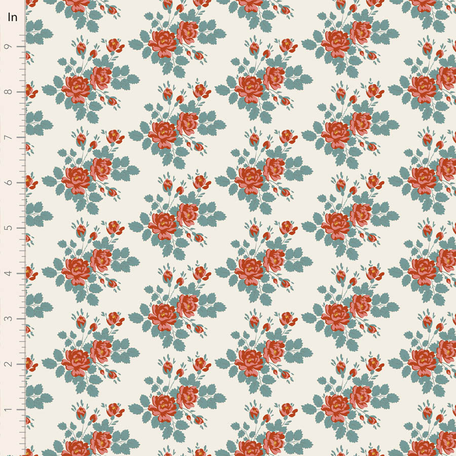Tilda Village Life Myrtle in Teal fabric, TIL100688