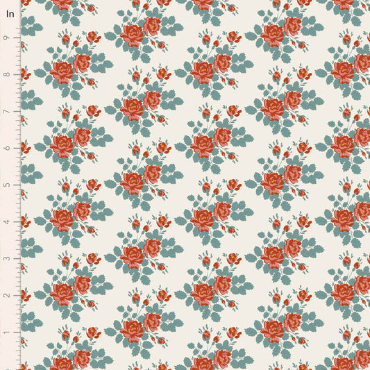 Tilda Village Life Myrtle in Teal fabric, TIL100688