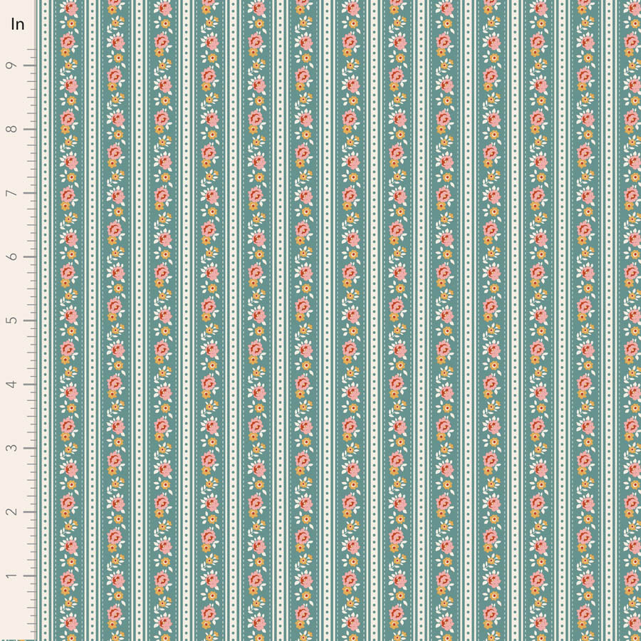 Tilda Village Life Agnes in Teal fabric, TIL100690