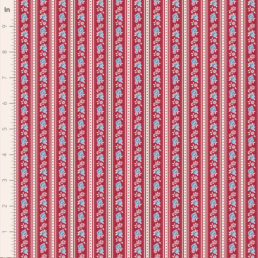 Tilda Village Life Agnes in Burgundy fabric, TIL100693