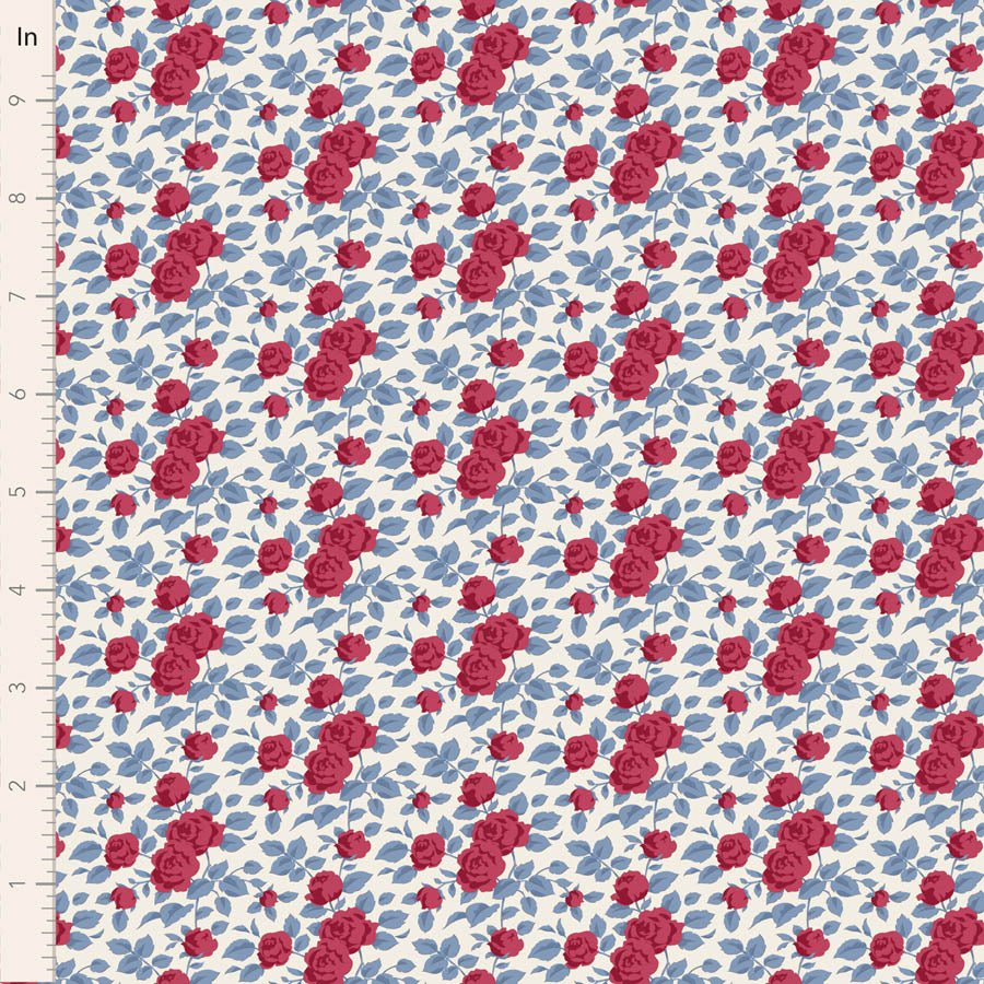 Tilda Village Life Margot in Burgundy fabric, TIL100694