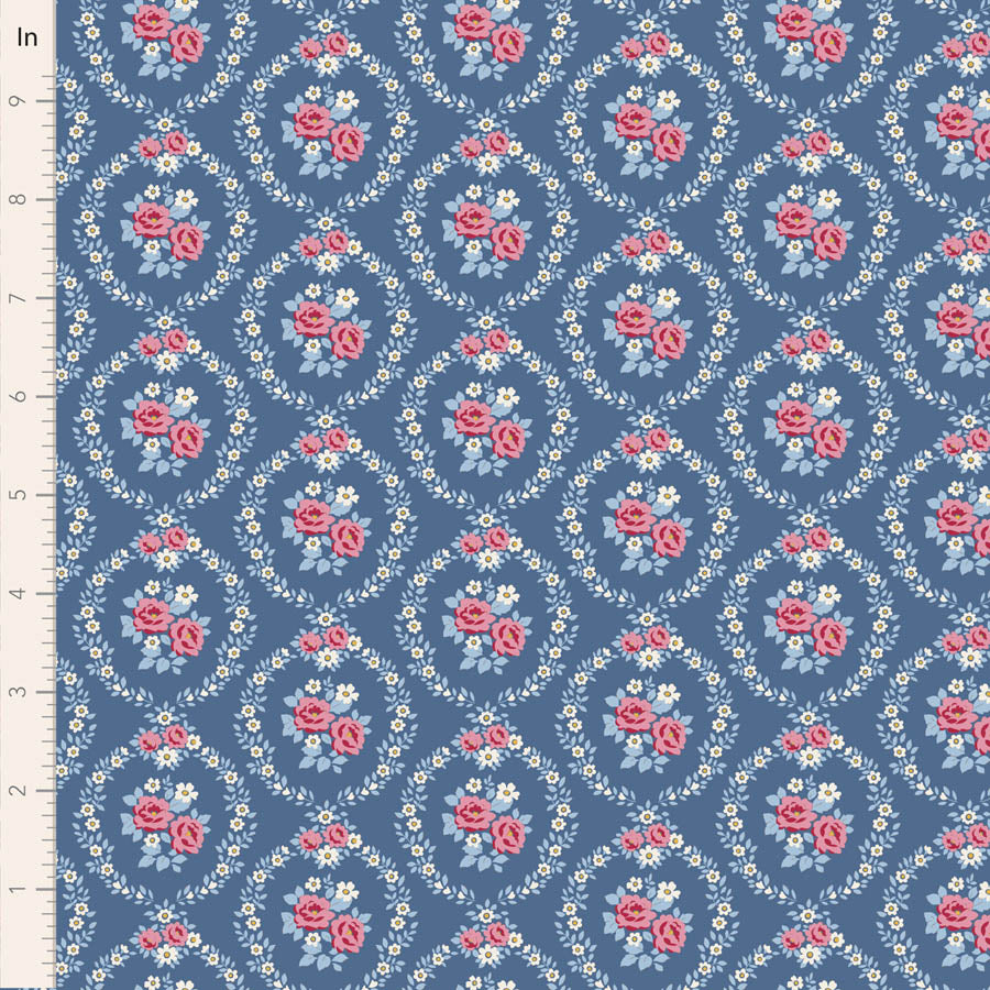 Tilda Village Life Mable in Blue fabric, TIL100697