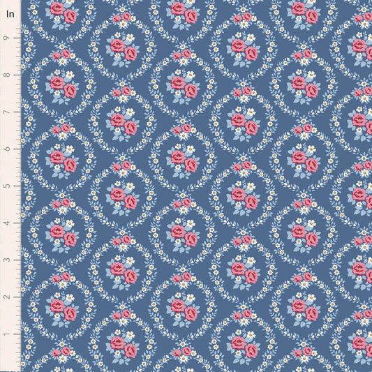 Tilda Village Life Mable in Blue fabric, TIL100697