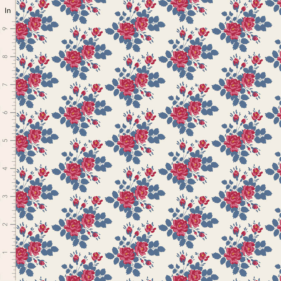 Tilda Village Life Myrtle in Blue fabric, TIL100698