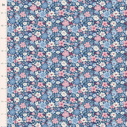 Tilda Village Life Esther in Blue fabric, TIL100699
