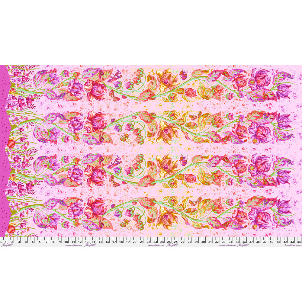 Grow Up in Afterglow by Tula Pink, Down to Earth cotton fabric, full-width design.