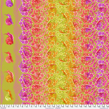 Snailed It! in Afterglow by Tula Pink, Down to Earth cotton fabric.