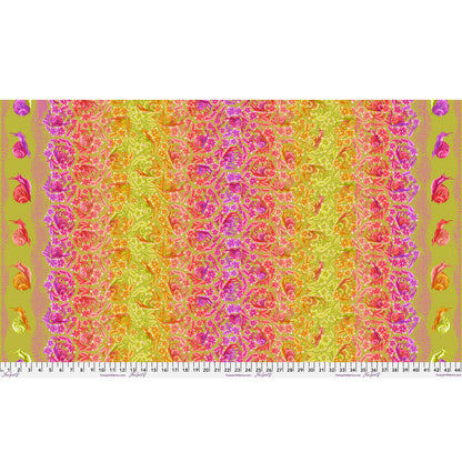 Snailed It! in Afterglow by Tula Pink, Down to Earth cotton fabric, full-width design.