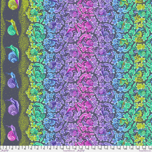 Snailed It! in Daybreak by Tula Pink, Down to Earth cotton fabric.