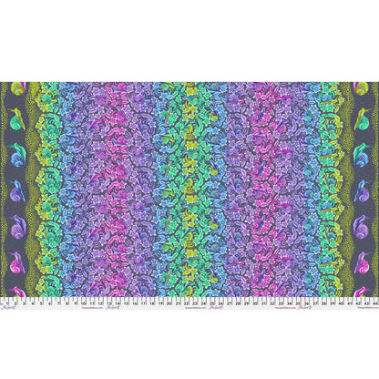 Snailed It! in Daybreak by Tula Pink, Down to Earth cotton fabric, full-width design.