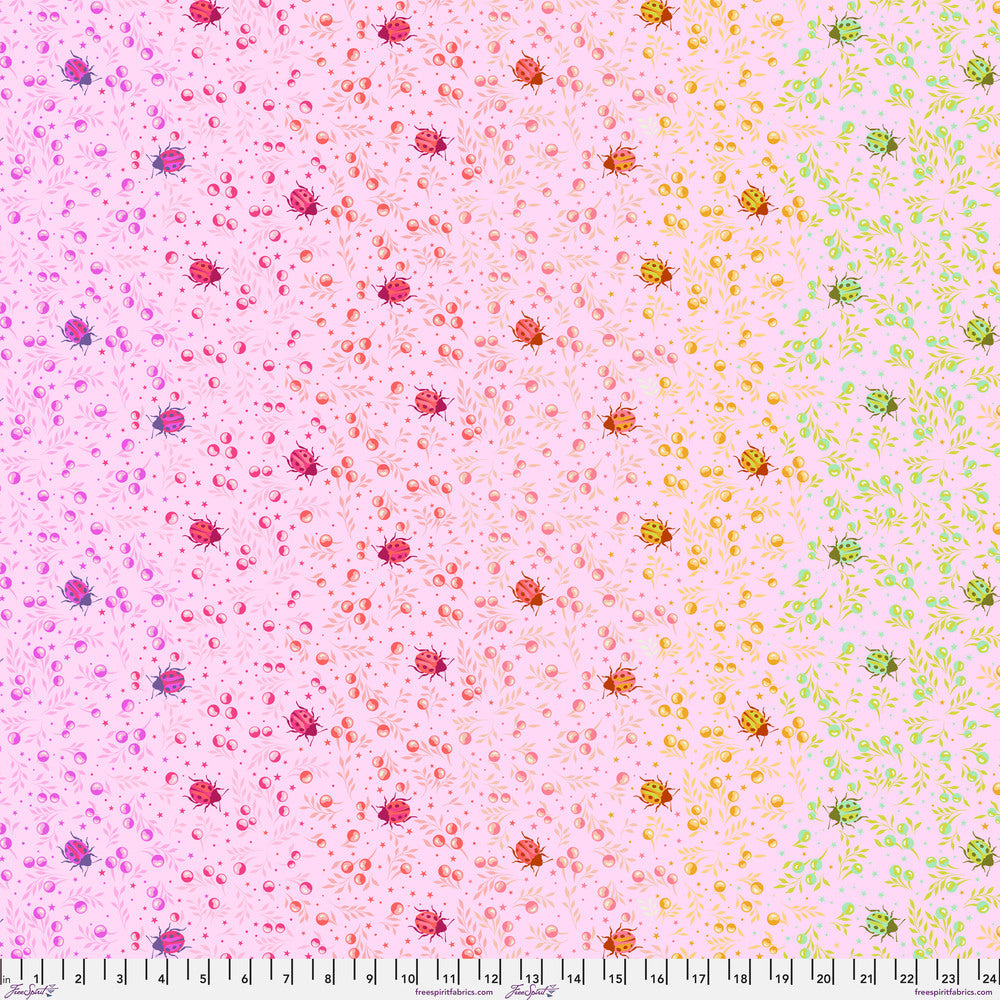Spot On in Afterglow by Tula Pink, Down to Earth cotton fabric.