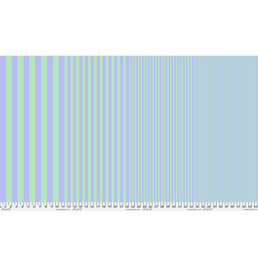Sticks in Cool Breeze by Tula Pink — full-width fabric view showing four stripe sizes.