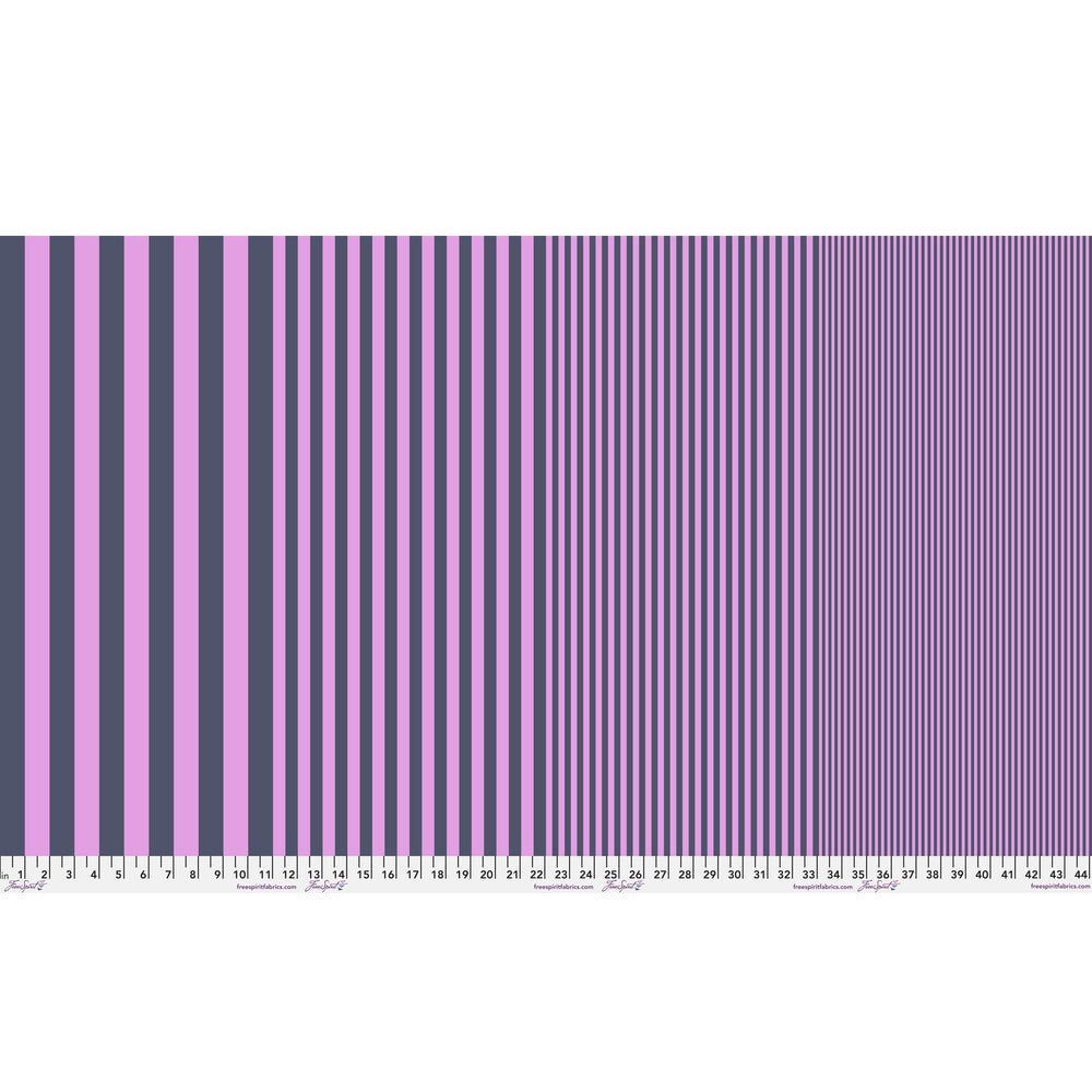 Sticks in Haze by Tula Pink — full-width fabric view showing four stripe sizes.