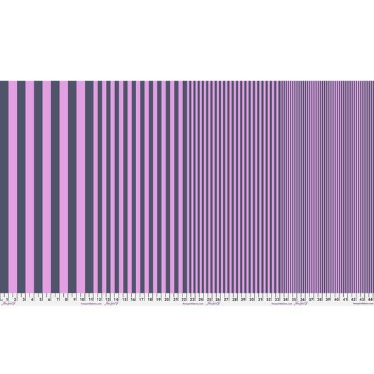 Sticks in Haze by Tula Pink — full-width fabric view showing four stripe sizes.