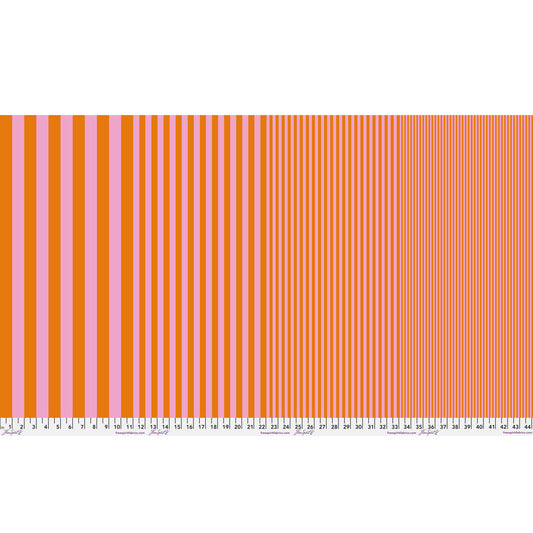 Sticks in Honey Mustard by Tula Pink — full-width fabric view showing four stripe sizes.