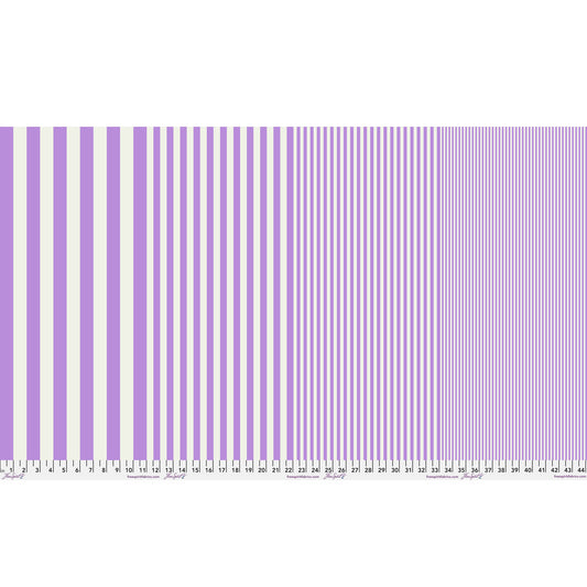 Sticks in Iced Violet by Tula Pink — full-width fabric view showing four stripe sizes.