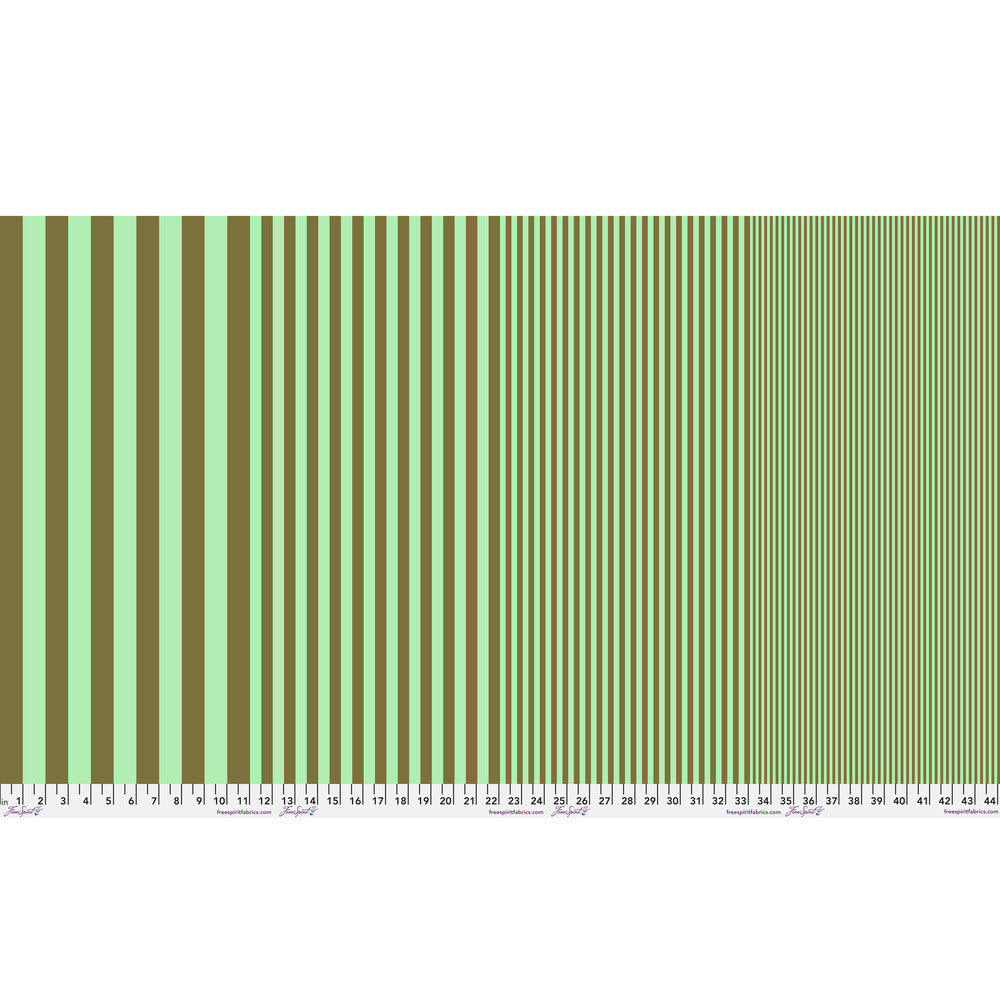 Sticks in Mint to Be by Tula Pink — full-width fabric view showing four stripe sizes.