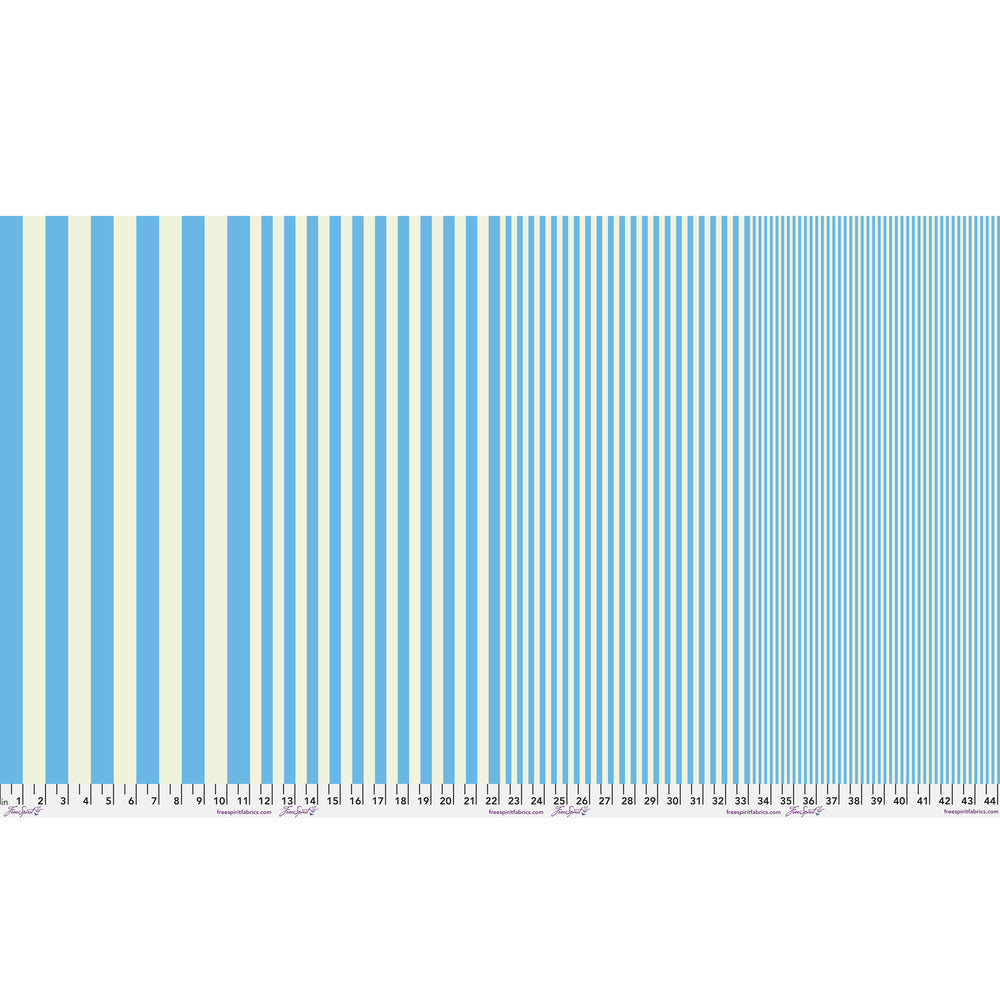 Sticks in Skylight by Tula Pink — full-width fabric view showing four stripe sizes.