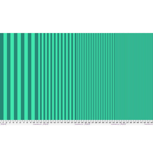 Sticks in Wintergreen by Tula Pink — full-width fabric view showing four stripe sizes.