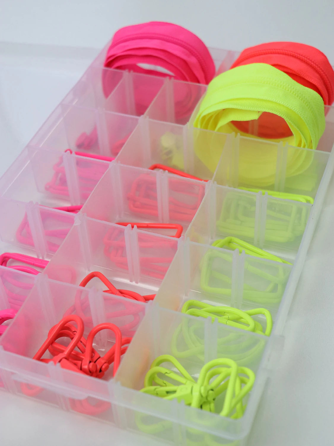 Box Bundle of Neon Hardware & Zippers