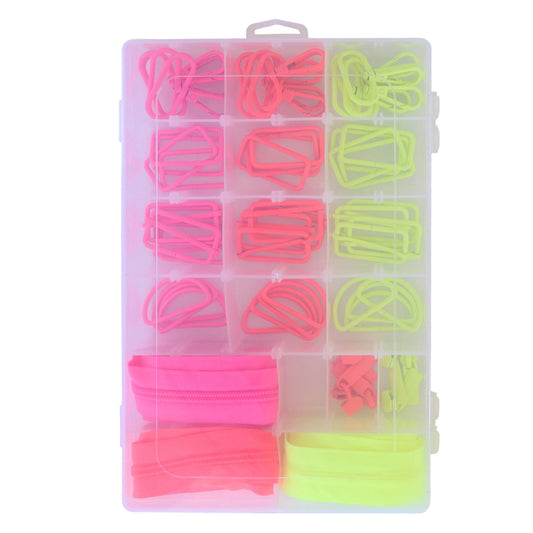 Box Bundle of Neon Hardware & Zippers