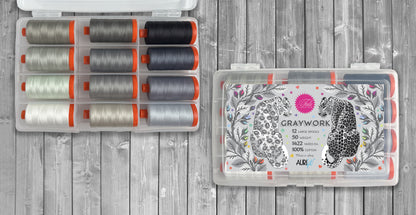 Graywork Thread Collection – 12 Large Spools (50wt Cotton)